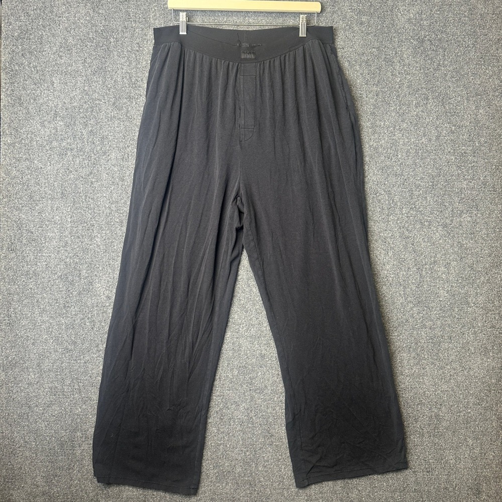 Skims Wide Leg Sleep Pants Womens 2X Black Cotton Jersey Lounge Pajamas